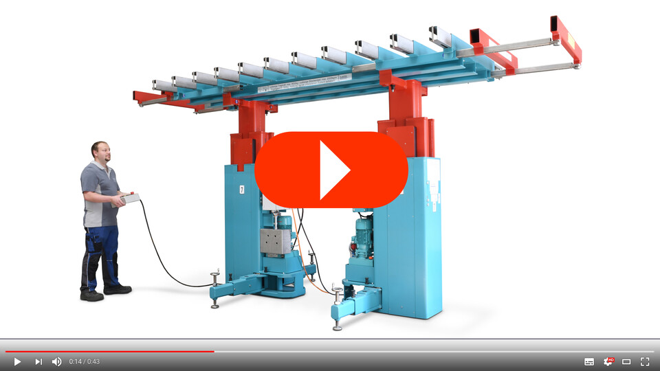 Dieses Produkt Video zeigt Ihnen die innovativen Vorteile der Schwerlast Teleskop Hubsysteme von Leiritz Maschinenbau.